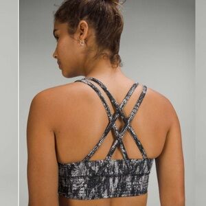 Lululemon Energy Longline Bra in Lino Slide Alpine White Black